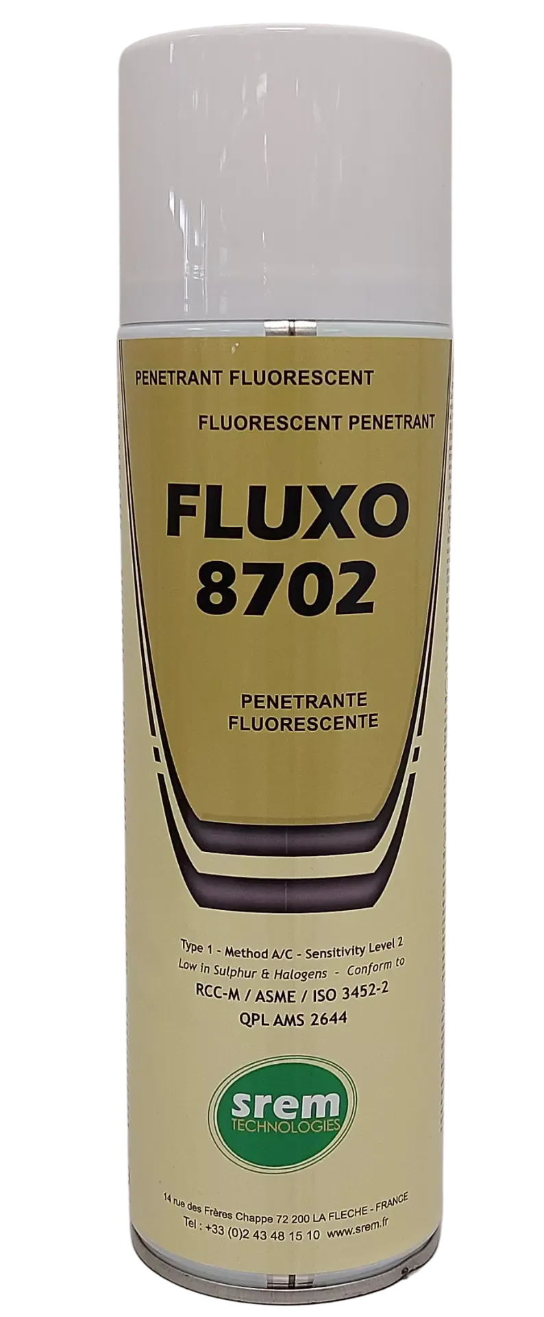 FLUXO 8702 – Fluorescerende penetrant for PT under UV-lys. – PT aerosol 500 ml